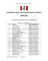 Pdf Ndlea List of Successful Candidates Narcortic Officers Approved