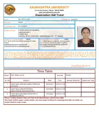 SAURASHTRA UNIVERSITY Time Table