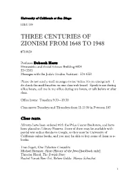 Three Centuries of Zionism from 1648 to 1948