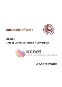 University of Crete UCNET a Short Profile
