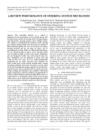 A Review Performance of Steering System Mechanism