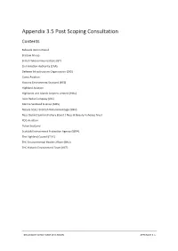Appendix 3.5 Post Scoping Consultation Contents