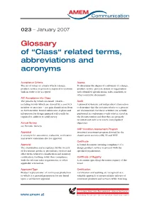 “Class“ Related Terms, Abbreviations and Acronyms