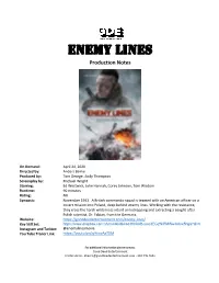 ENEMY LINES Production Notes