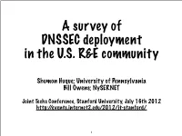 A Survey of DNSSEC Deployment in the US R&E Community