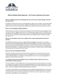 Allianz Stadium Redevelopment – Key Partner Question and Answer