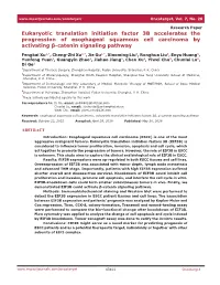 Eukaryotic Translation Initiation Factor 3B Accelerates the Progression of Esophageal Squamous Cell Carcinoma by Activating Β-Catenin Signaling Pathway