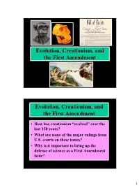 Evolution, Creationism, and the First Amendment