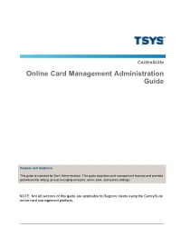 Online Card Management Administration Guide