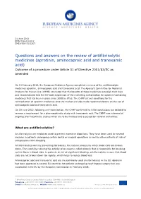 Questions and Answers on the Review of Antifibrinolytic Medicines