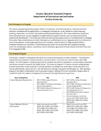 Science Education Graduate Program Department of Curriculum and Instruction Purdue University