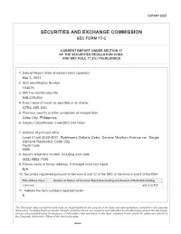 Securities and Exchange Commission Sec Form 17-C