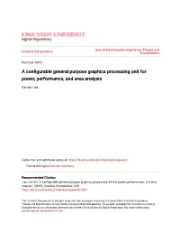 A Configurable General Purpose Graphics Processing Unit for Power, Performance, and Area Analysis