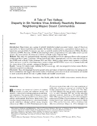 Disparity in Sin Nombre Virus Antibody Reactivity Between Neighboring Mojave Desert Communities