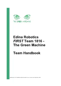 Edina Robotics FIRST Team 1816 - the Green Machine