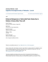 Enhanced Mutagenesis of &lt;I&gt;Salmonella&lt;/I&gt; Tester Strains