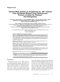 Genome-Wide Analysis of Oceanimonas Sp. GK1 Isolated from Gavkhouni Wetland (Iran) Demonstrates Presence of Genes for Virulence and Pathogenicity