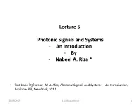 Lecture 5 Photonic Signals and Systems