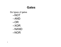 –Not –And –Or –Xor –Nand –Nor