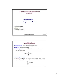 Probabilities: Expected Value