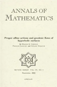 Proper Affine Actions and Geodesic Flows of Hyperbolic Surfaces