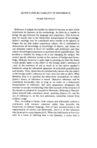 QUINE's INSCRUTABILITY of REFERENCE Joseph GRUNFELD