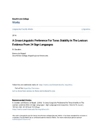 A Cross-Linguistic Preference for Torso Stability in the Lexicon: Evidence from 24 Sign Languages