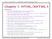 Chapter 7: HTML/XHTML I