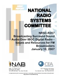 Broadcasting Surround Sound Audio Over IBOC Digital Radio – Issues and Resources for FM Broadcasters January 10, 2007