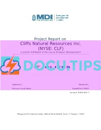 Cliffs Natural Resources Strategy