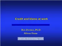 Credit and Blame at Work