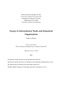 Essays in International Trade and Industrial Organization