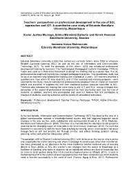 Teachers´ Perspectives on Professional Development in the Use of SCL Approaches and ICT: a Quantitative Case Study of Eduardo Mondlane University, Mozambique