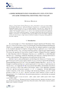 A Series Representation for Riemann's Zeta Function and Some