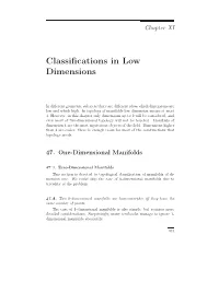 Chapter XI. Classifications in Low Dimensions