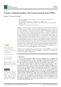 Genetic Cardiomyopathies: the Lesson Learned from Hipscs