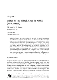 Notes on the Morphology of Marka (Af-Ashraaf) Christopher R