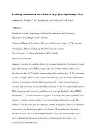 Predicting the Formation and Stability of Single Phase High-Entropy Alloys