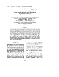 Somatostatin Gastrin and C-Peptide in Thyroid Dysfunctions