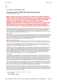 Teaching OOP to FPW with Stored Procedures Dave Jinkerson and Scott Malinowski