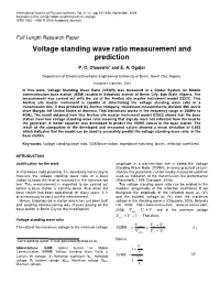 Voltage Standing Wave Ratio Measurement and Prediction