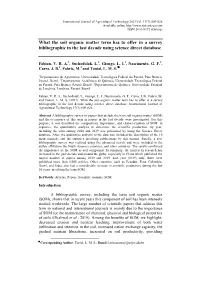 What the Soil Organic Matter Term Has to Offer in a Survey Bibliographic in the Last Decade Using Science Direct Database