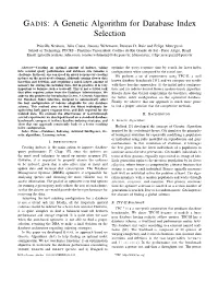 A Genetic Algorithm for Database Index Selection