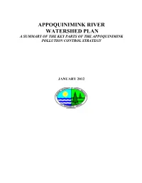 Appoquinimink River Watershed Plan a Summary of the Key Parts of the Appoquinimink Pollution Control Strategy