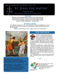 August 8, 2021 Nineteenth Sunday in Ordinary Time