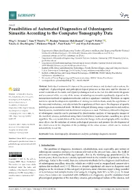 Possibilities of Automated Diagnostics of Odontogenic Sinusitis According to the Computer Tomography Data