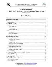 HTML5 and CSS3 Part 1: Using HTML and CSS to Create a Website Layout Fall 2011, Version 1.0
