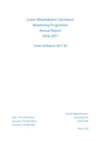 Lower Waiwhakaiho Catchment Consent Monitoring Report