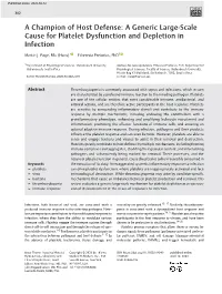 A Generic Large-Scale Cause for Platelet Dysfunction and Depletion in Infection
