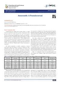 Amaranth: a Pseudocereal